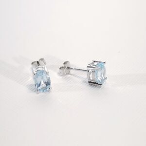 Blue Topaz Oval Post Earrings